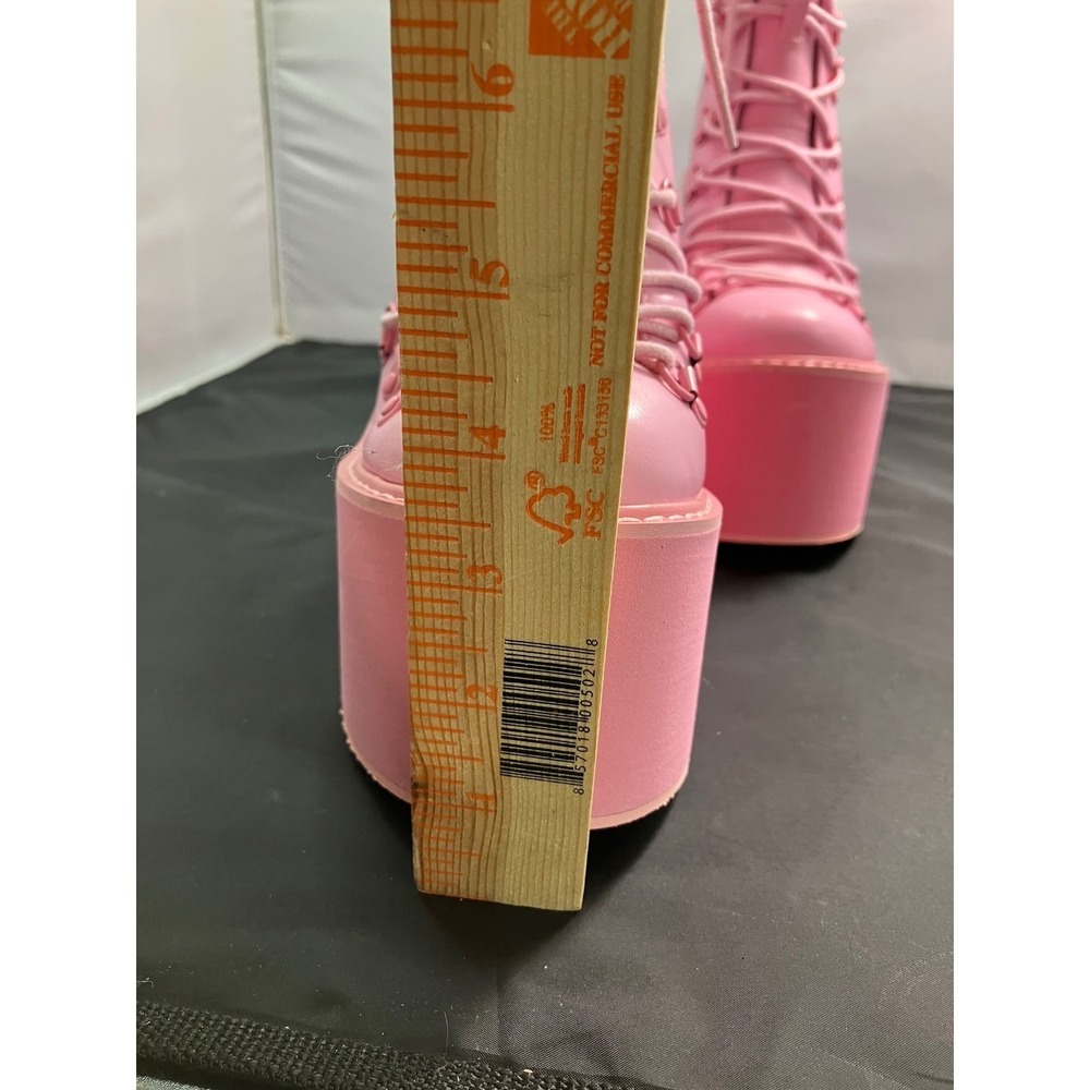 Dolls Kill Current Mood Pink Platform Wedge Lace Ankle Boots Womens 8M Zip Boots - Picture 11 of 11